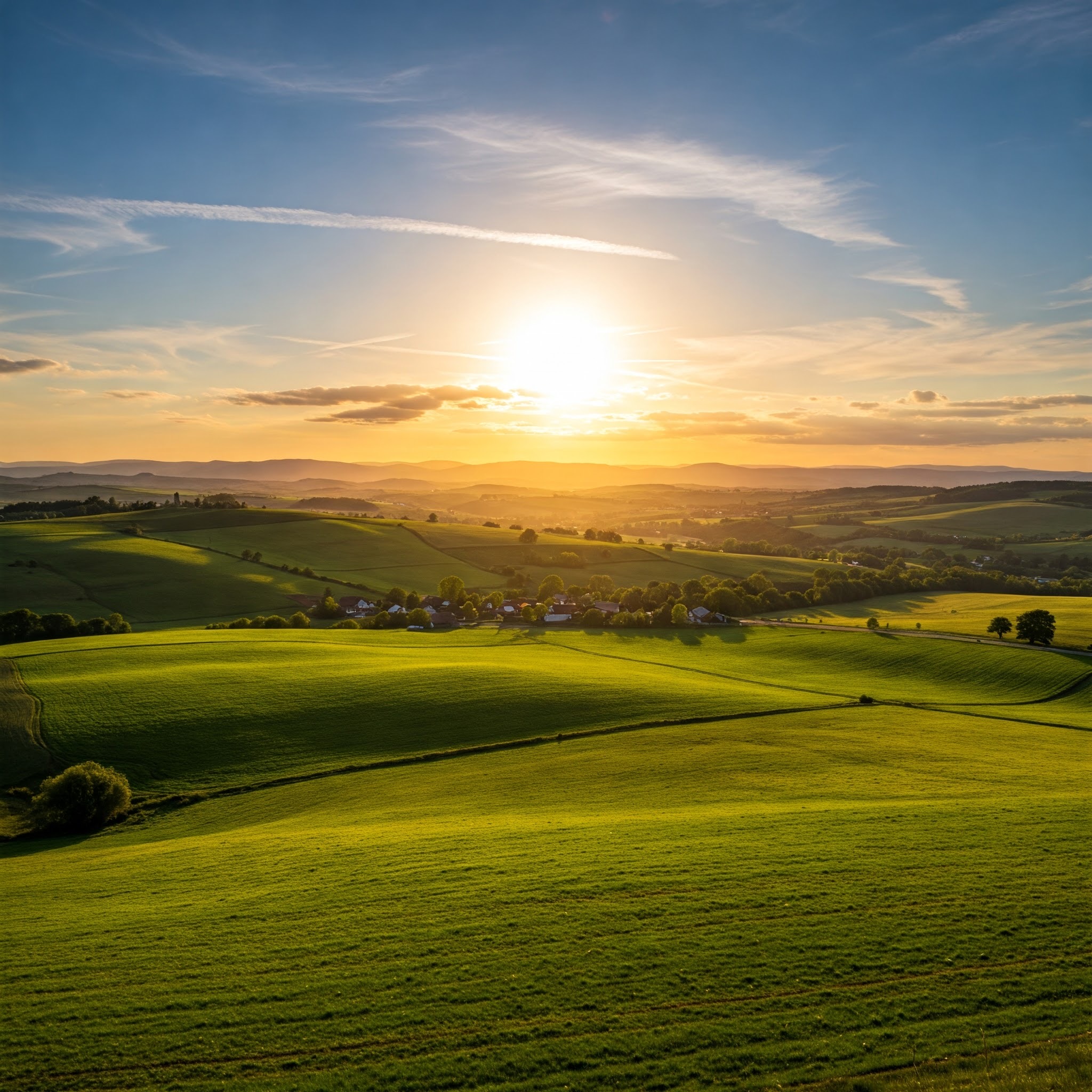 photo of Sunset Over Rolling Green Hills
